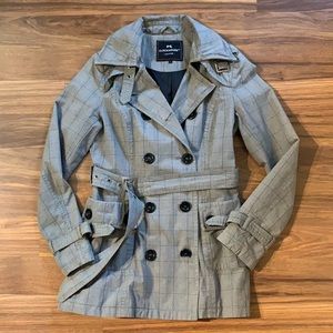 Clockhouse Gray Plaid Trench Coat